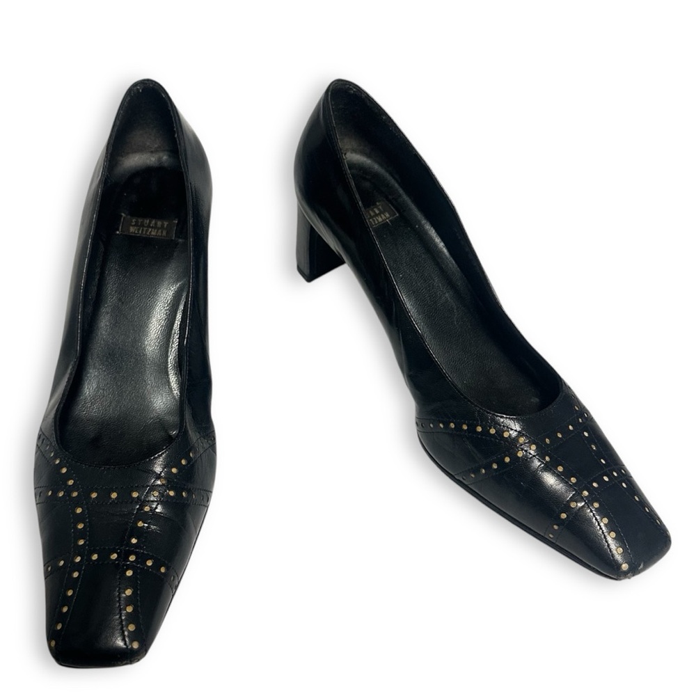 Vintage STUART WEITZMAN Dark Navy Leather Women’s Pumps Heel Shoes